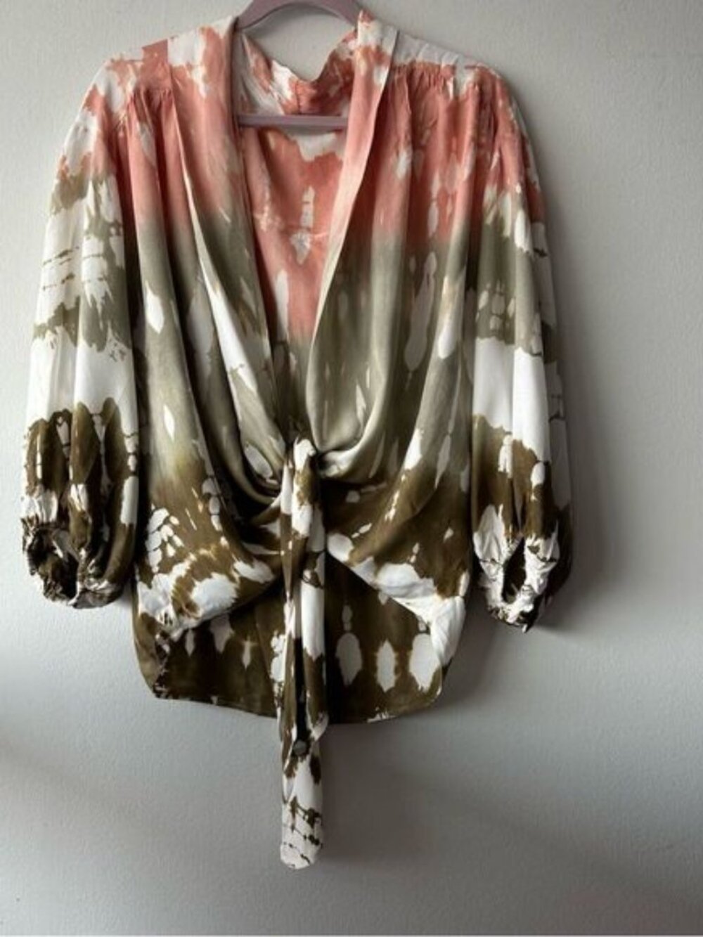 NWOT Young Fabulo & Broke (YFB) Tie-Dye Tie Front Milia Blouse